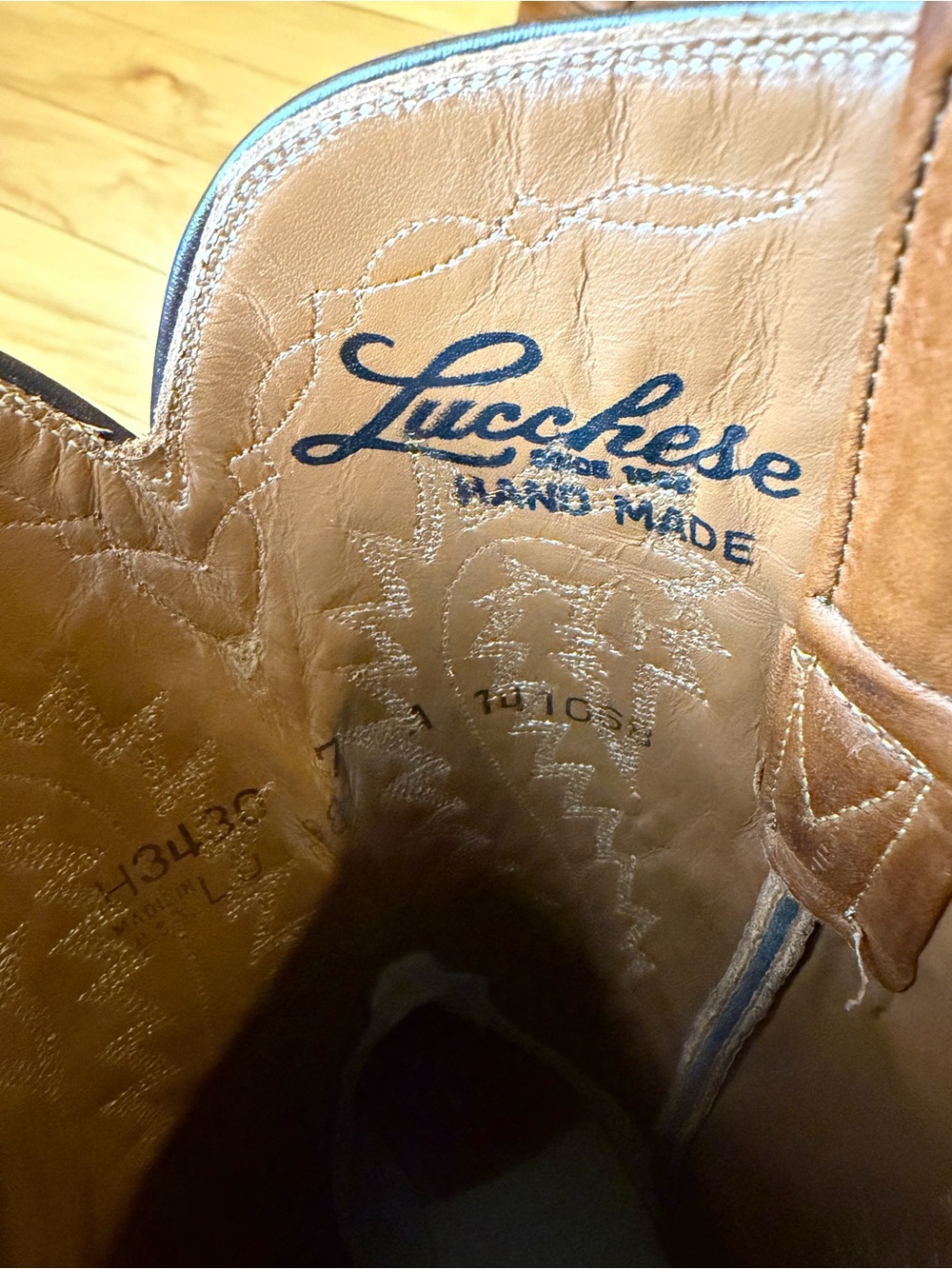 Lucchese Handmade Tan Leather Western Cowboy Boots Women’s Size 7A H3430 - Picture 2 of 16